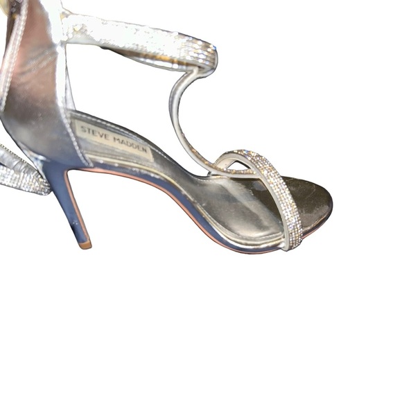 Steve Madden Faylinn Silver rhinestone heels stiletto 7M prom formal t strap - Picture 3 of 6
